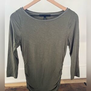 White House Black Market, Olive green cinched 3/4 inch sleeve t-shirt